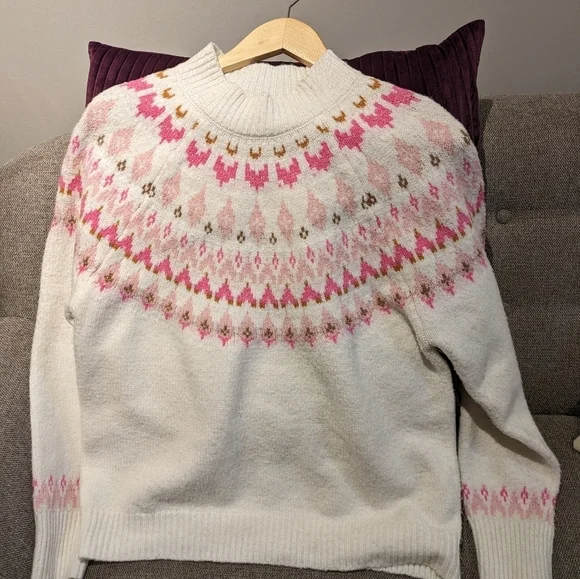 Rachel Zoe top blouse sweater pullover knit size L color beige pink - Picture 7 of 9